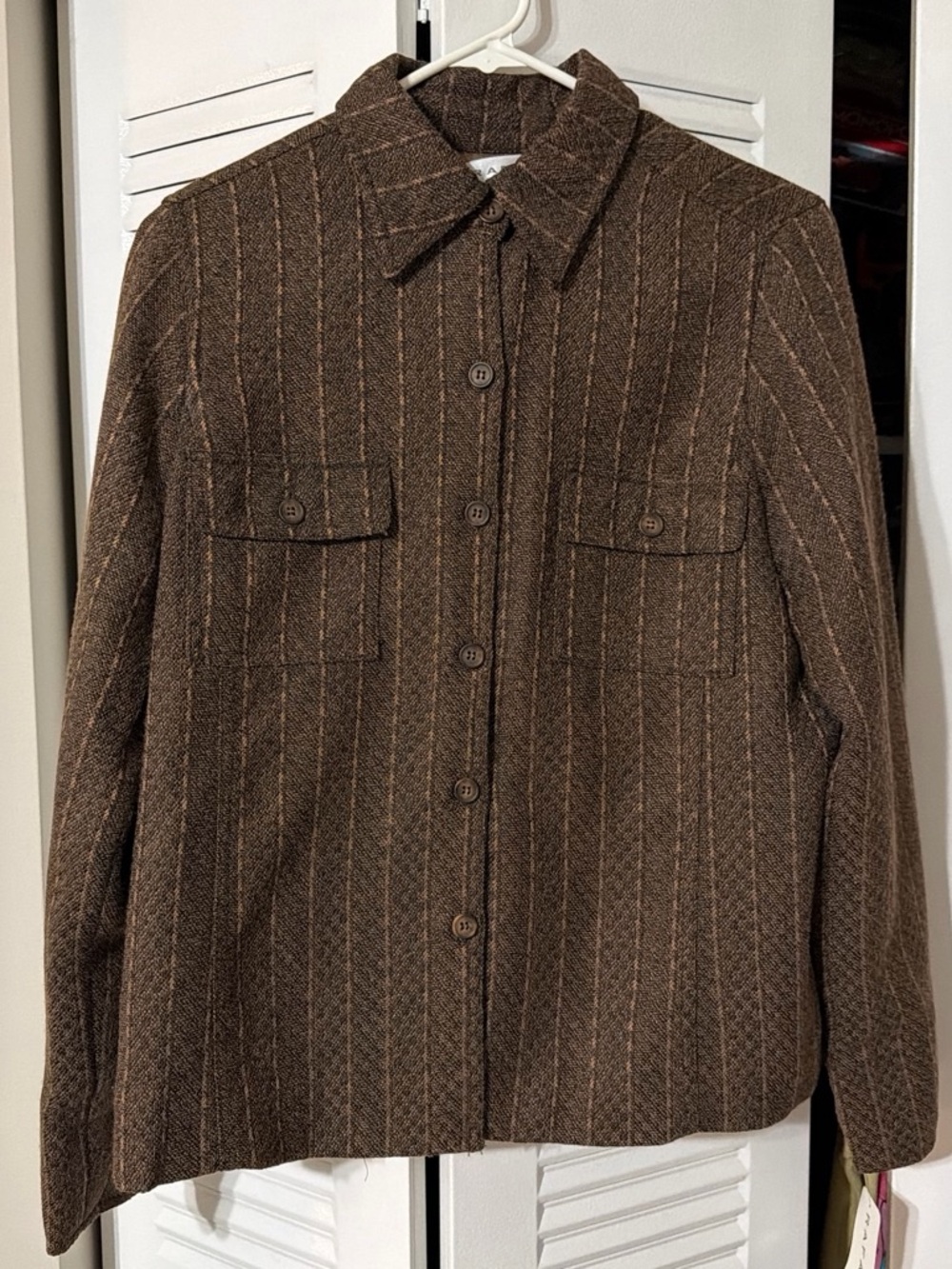 RAFAEL Brown Herringbone Button-Front Blazer Jacket